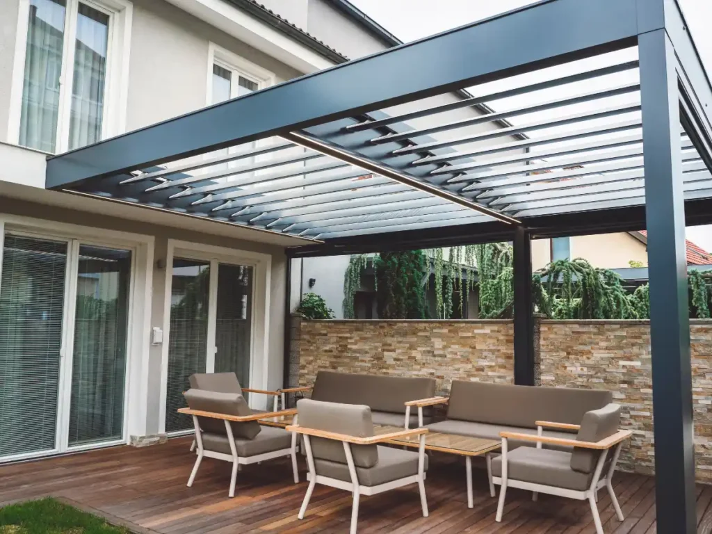 Enhance your pergola by adding built-in heaters or infrared panels. 